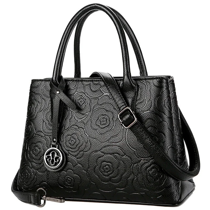 

Aibkhk Crossbody Bags For Women Fashion Flower Leather Handbags Designer Famous Brand Casual Tote
