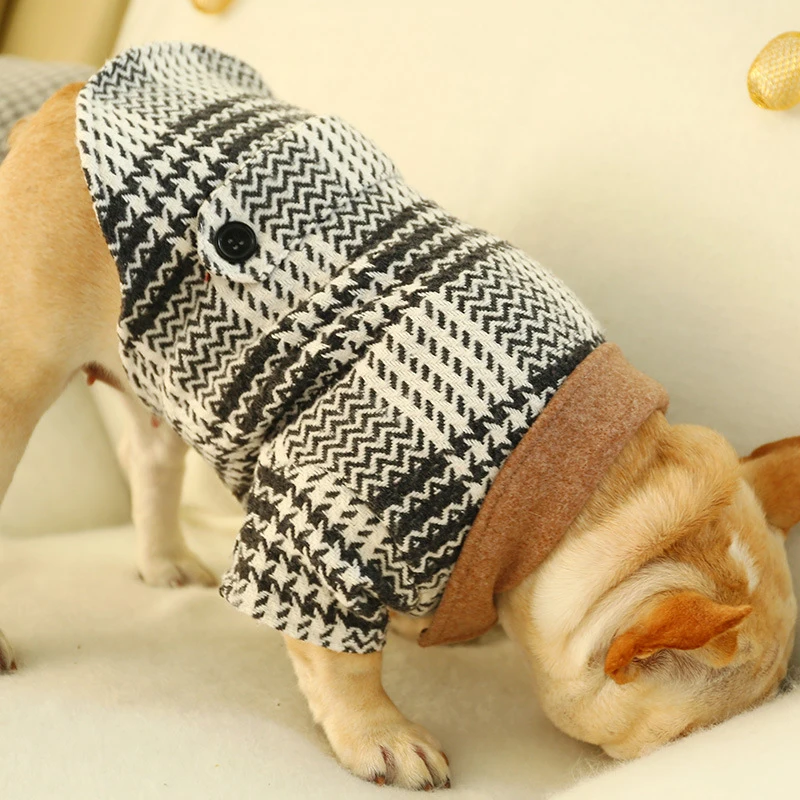Одежда для собак SUPREPET французского бульдога черно белая клетчатая одежда щенков