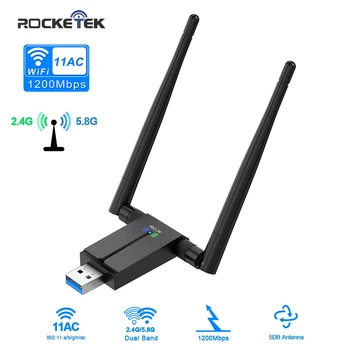 

Rocketek 1200Mbps Dual Band Wireless Lan USB WiFi adapter 8812BU Wi-Fi Ethernet Receiver Antenna Dongle 2.4G 5G for Pc Windows