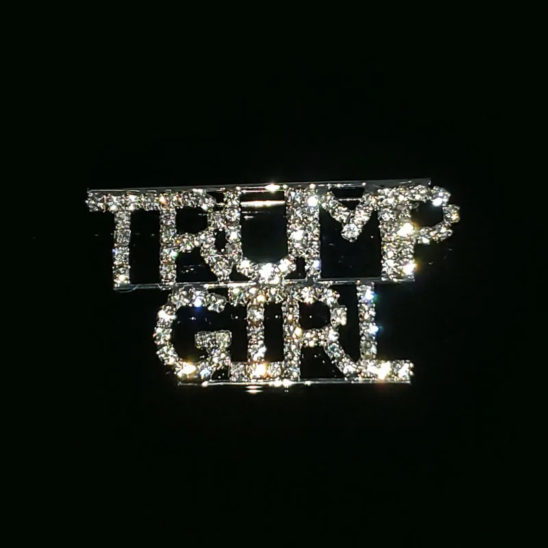 

Crystal Handmade Word Brooch Jewelry "TRUMP GIRL" Lapel Pin Rhinestone Word Brooch Accessories Unique Souvenir Gift Wholesale