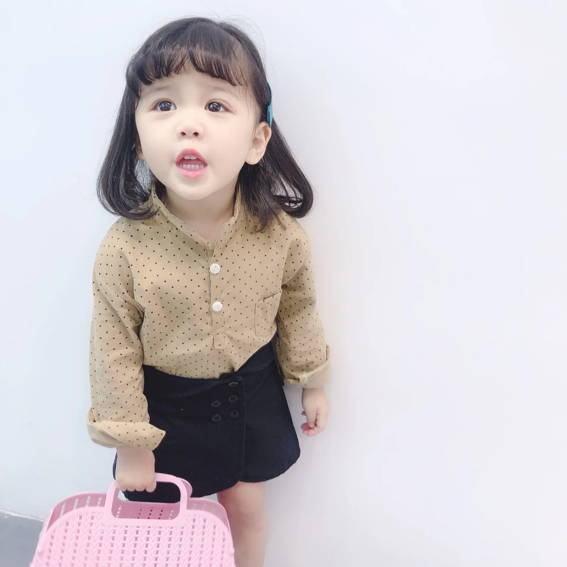 Ukeybaby2019 Spring New Products Thin Corduroy Small Ideas Print Shirt Men And Women Children Korean-style Long-sleeved Upper Ga