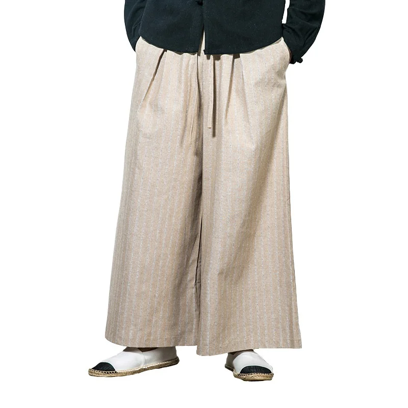 Новинка, китайский стиль, мужские Модные свободные удобные брюки, хлопок, лен, Экстра широкие брюки, мужские штаны-шаровары на шнурке, KK3259
