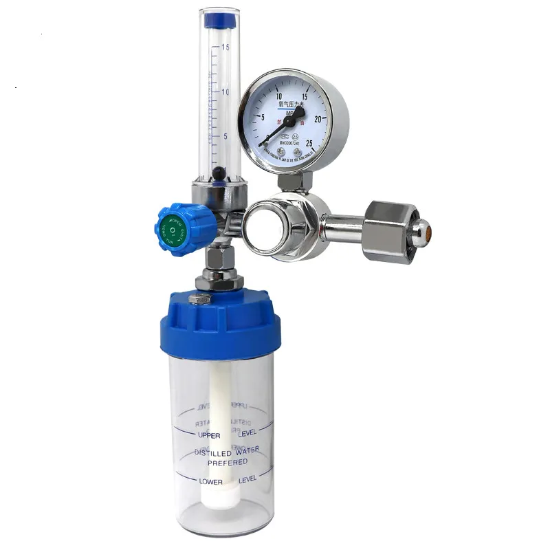 O2 Flow Meter Gas Regulator Flowmeter Medical Oxygen Inhalers Pressure Reducer Humidifying Cups Color Random Free shipping afbeelding