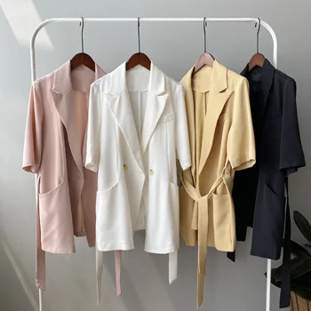 

Blazer Shirt Coat Female Design Sense Slim Waist Lace Half Sleeve Small Female Top