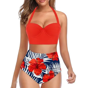 

Sunflower Print Bikini Set Two Piece Swimsuit Sexy Backless Tight Bathing Suit Women Plus Size Swimwear Swim Beach Wear Fashion