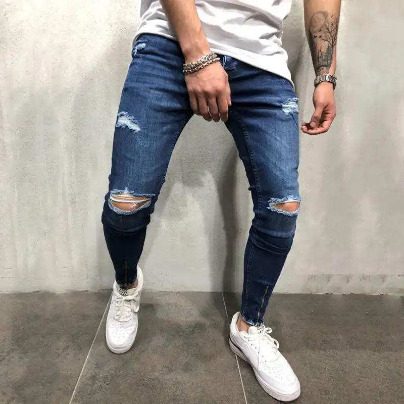 mens ripped knee skinny jeans