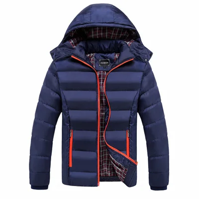 DIMUSI зимняя мужская куртка повседневная мужская s хлопок толстые теплые парки толстовки мужская верхняя одежда теплая ветровка куртки одежда 6XL - Цвет: Dark Blue