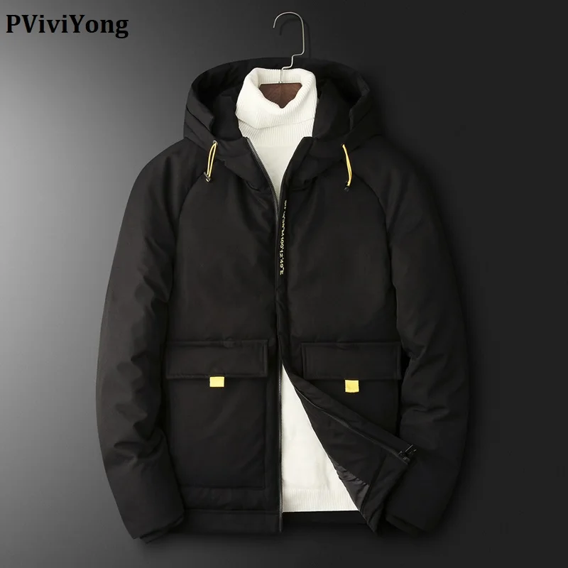 PViviYong, зимние модные куртки для мужчин, высокое качество, хлопок, короткое пальто, Мужская одежда, парка с капюшоном, M007