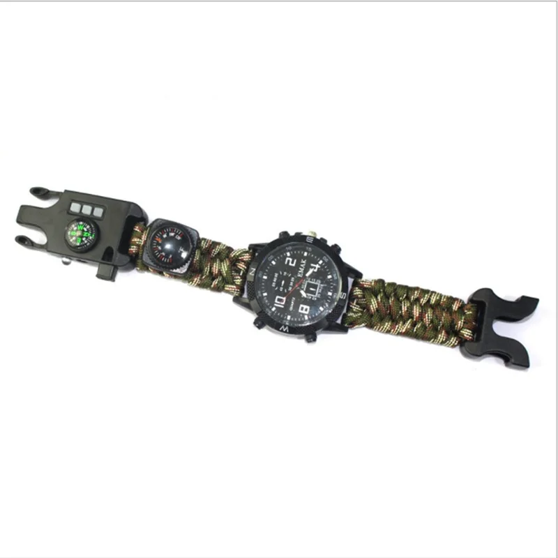 11 в 1 Многофункциональный Открытый Кемпинг выживания браслет часы компас