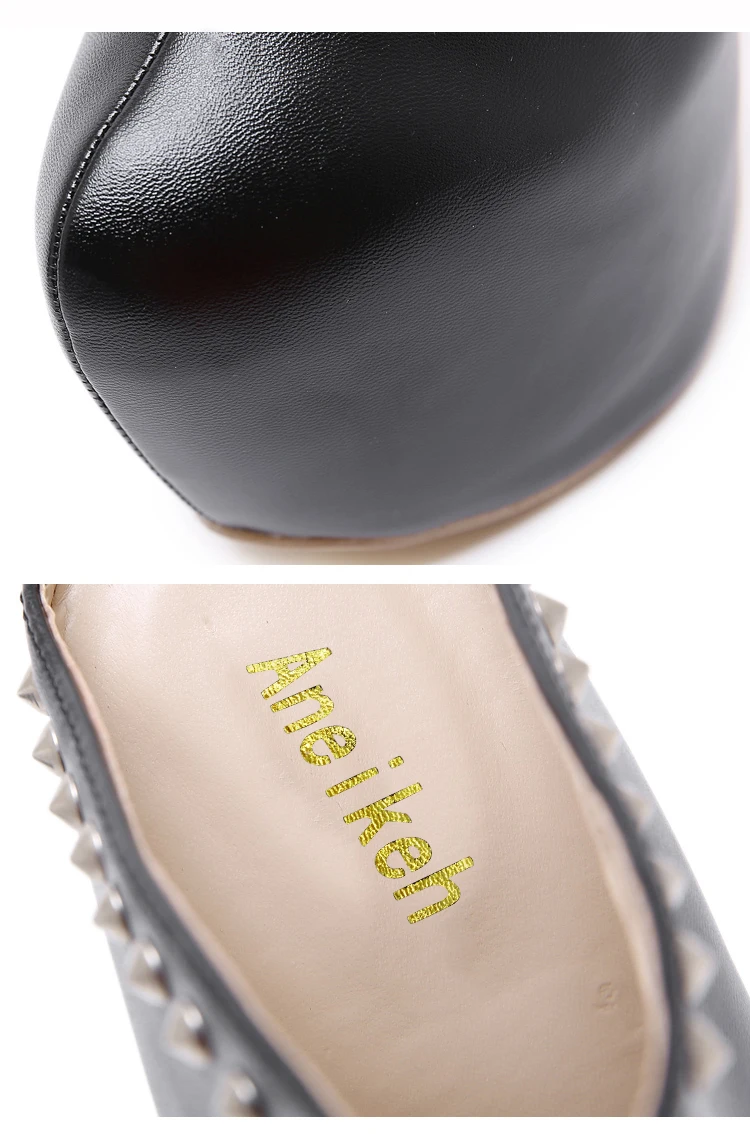 Aneikeh пикантные сапоги с высоким туфли-лодочки на каблуке Женская обувь на платформе с круглым носком и заклепками в стиле панк слипоны Дамская обувь без задника с открытыми пальцами обувь "слингбэк"