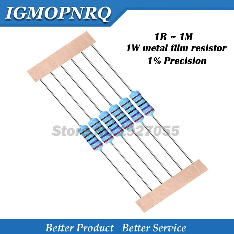 10Pcs 1W Resistore A Film Metallico 1% 1R ~ 1M 2R 10R 22R 47R 100R 330R 1K 4.7K 10K 22K 47K 100K 330K 470K 1 2 10 22 47 100 330 Ohm Nuovo