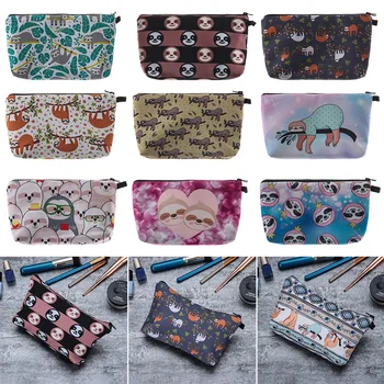 

Cartoon Sloths Makeup Bag Women Cosmetic Storage Pouch Sloth Meadow Printing Toiletry Pocket Travel Cosmetics Organizer Bags