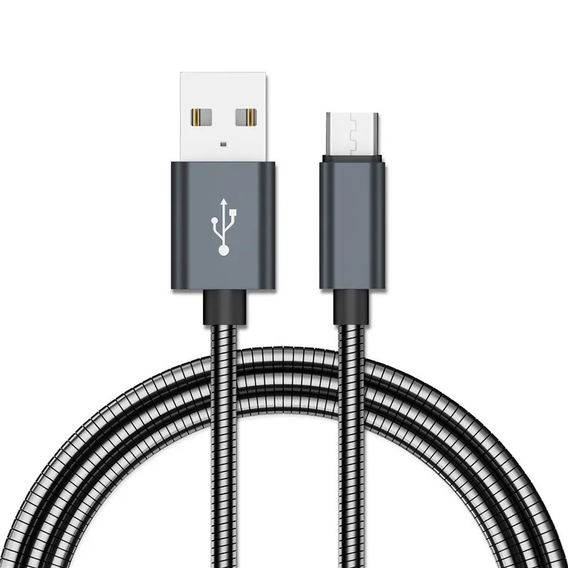 NOHON Metal Spring Micro USB Cable for Samsung S4 S5 S6 S7 J7 Stainless Steel Fast Charging Cable Android Charger Data Sync Cord