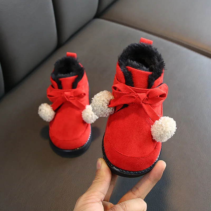

Warm Kids Snow Boots For Children 2019 New Toddler Winter Princess Child Shoes Non-slip Flat Round Toe Girls Baby Lovely Boots