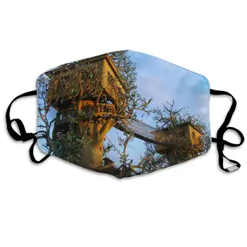 

Mouth Mask for Daily Dress Up, Tree House Anti-dust Mouth-Muffle, Washable Reusable Holiday Half Face Masks for Mens and Womens