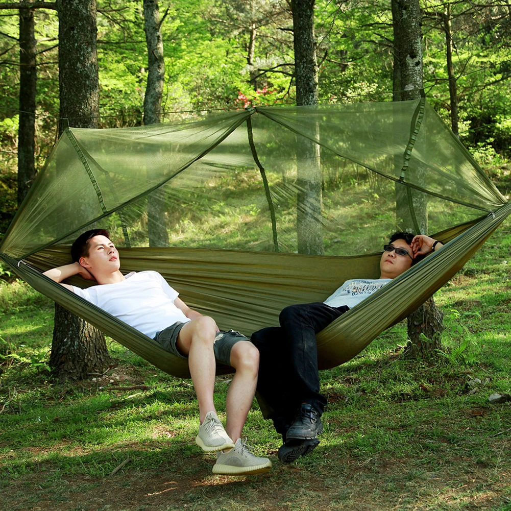 best Outdoor Furniture Portable Outdoor Camping Tent Hammock with Mosquito Net 2 Person Canopy Parachute Hanging Bed Hunting 210T Nylon Sleeping Swing outdoor furniture black