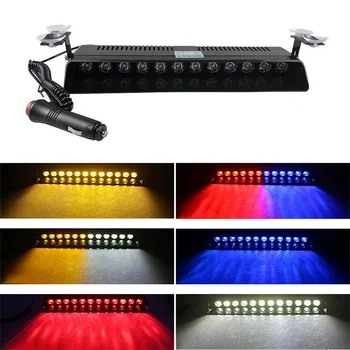 

12V 12W 12LEDs Car Truck Front Windshield Emergency Strobe Flash Light Bar Sucker Warning Lamp