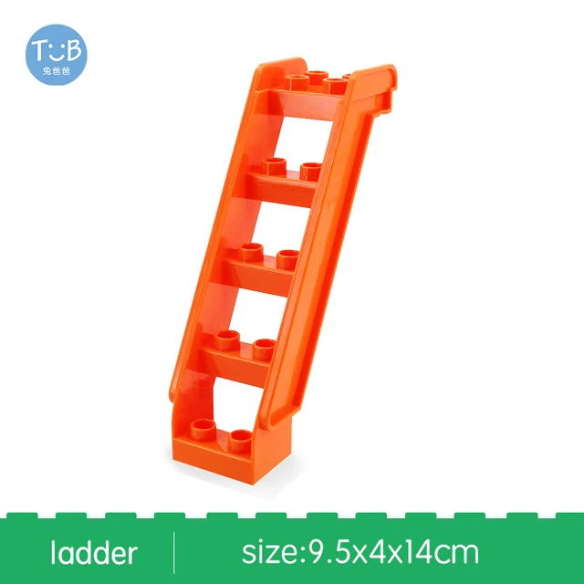 Blocks Amusement Park Accessory Slide Ladder Swing Seesaw Carousel Big Large-particle City Building Children's Gift Bricks Toy ladder Orange