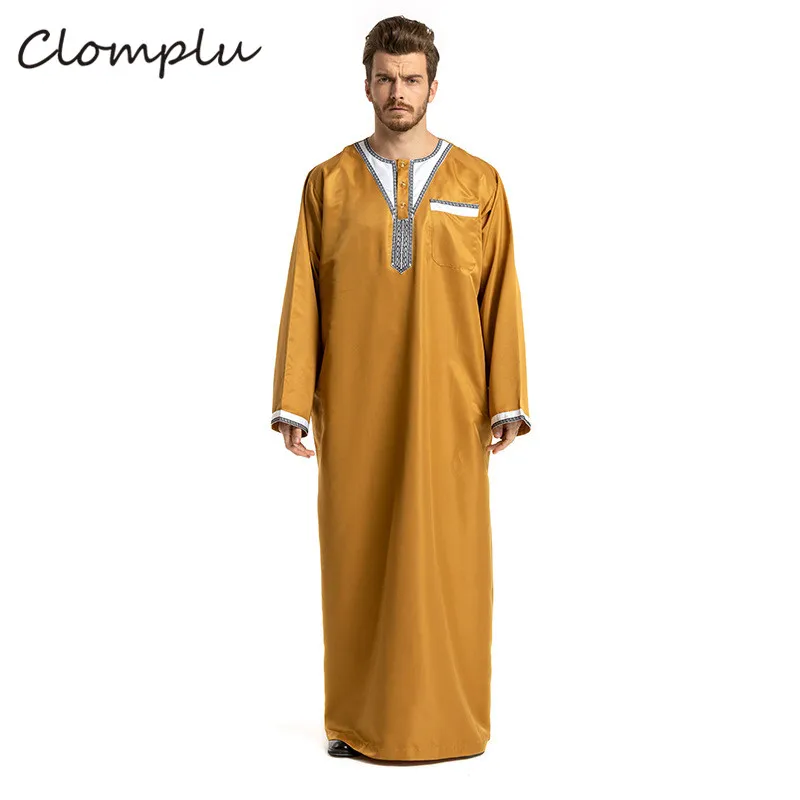 Clomplu abaya jubba tobe мусульманское нарядное платье в арабском стиле, мусульманская одежда, мужская одежда, Саудовская Аравия, взрослый, черный, желтый, Оман, мужская одежда - Цвет: Цвет: желтый