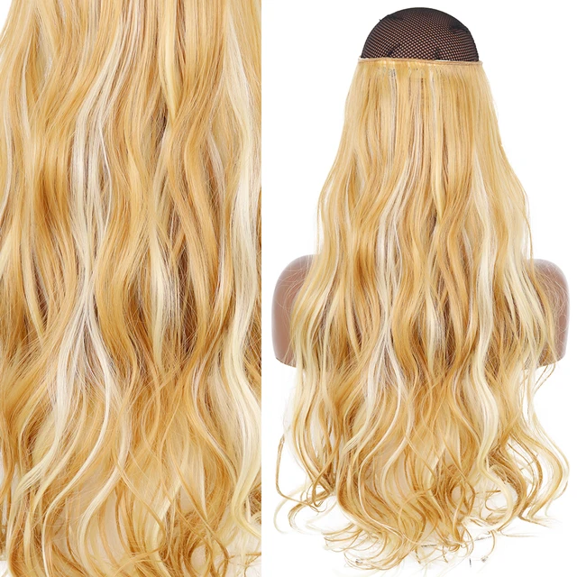 Synthetic No Clip Invisible Wire Hair Extensions Straight Natural Black Blonde One Piece False Hairpiece Halo Hair Extension J-22h613