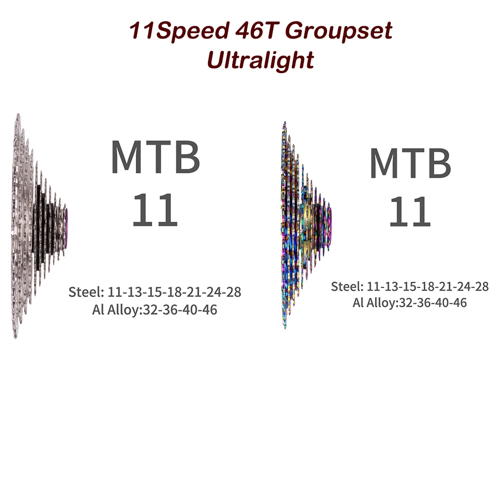 ZTTO MTB 11 скорость 46 Т группа набор 1*11 переключения заднего переключателя 11 в кассета с цепью группа набор Сверхлегкий k7 Звездочка горный велосипед