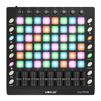 

WORLDE PAD48 Portable MIDI Controller Drum Pads Electronic MIDI Keyboard with USB Cable Backlight Slider For DJ Arrangement