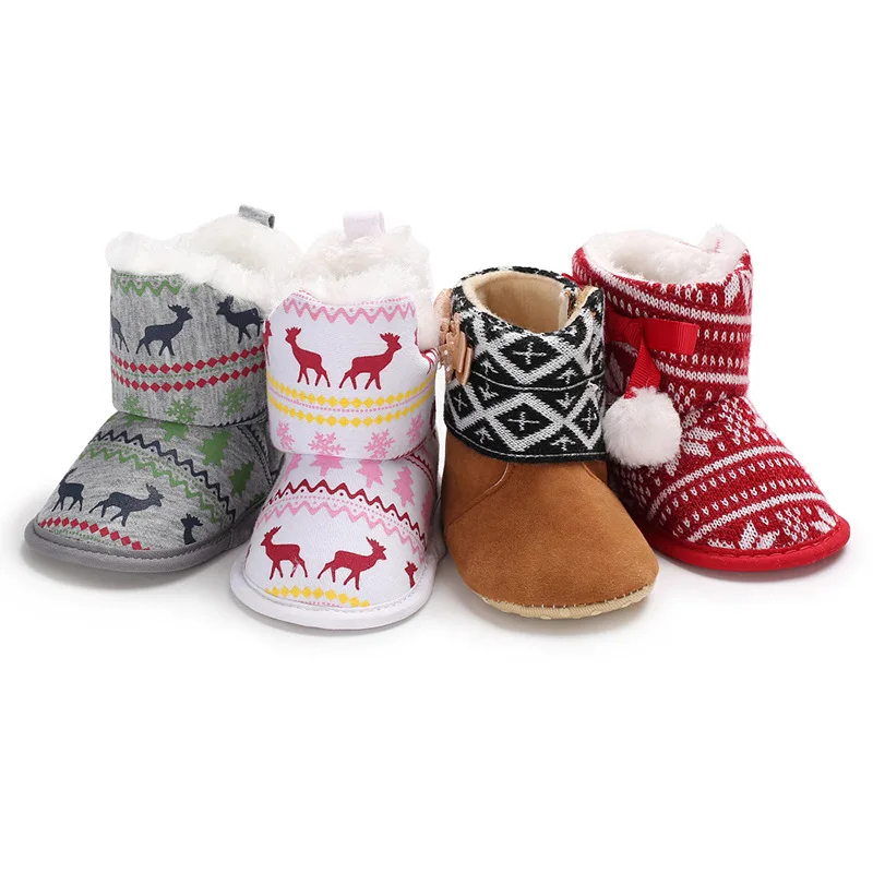 

Winter Christmas Newborn Baby Girls Princess Winter Boots First Walkers Soft Soled Infant Toddler Kids Girl Footwear Shoes