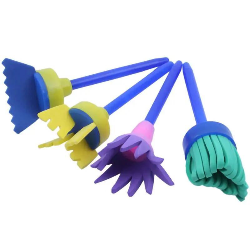 

12PCS Children's Art Early Learning Drawing Mini Flower Sponge Brush School DIY Crafts Painting Tools Supplies