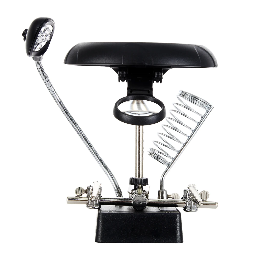 Soldering helping hands ESPLB third hand soldering iron stand with 5 LED clip welding magnifier