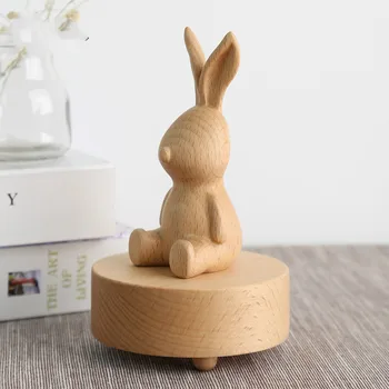 

Beech Macaron Music Box Wooden Rotating Music Box Music Box Girls Gift Rabbit Bear Musica Boite A Musique Caja Musical Wood