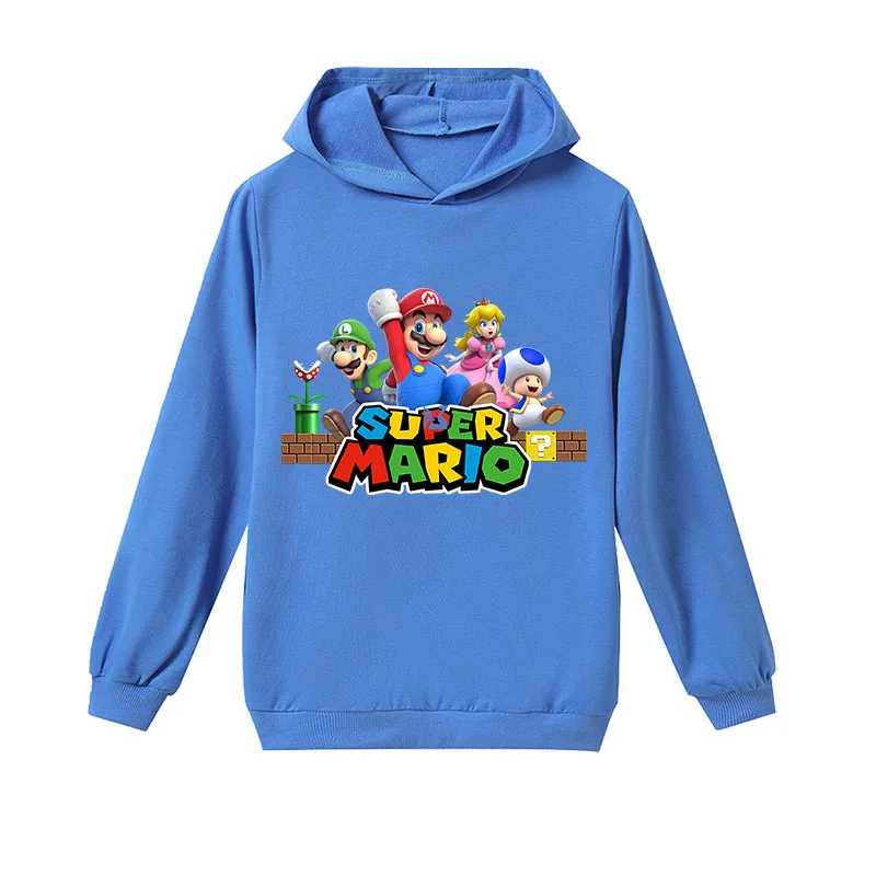 2021 Fashion Super Mario Gamer Hoodies for Girl Sweatshirts Long Sleeve Children Clothing Cartoon Printing Kids Baby Boy Clothes children's hoodie