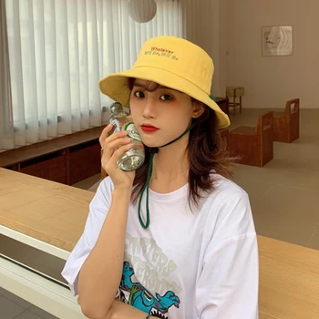 

Hat female tide street leisure was thin sunshade bucket hat female summer Japanese youth travel sunscreen fisherman hat