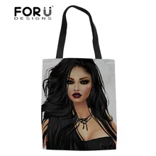 FORUDESIGNS/лен сумки-шопперы для женщин афро для девочек черного цвета в африканском стиле Американский хозяйственные сумки для девочек большие плюшевые женские сумки для покупок