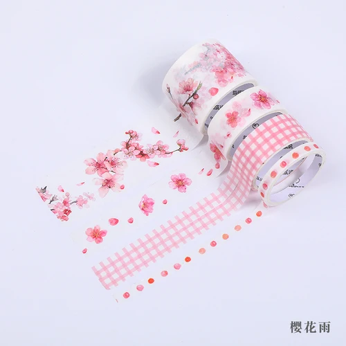 The Rain Of Sakura 4 шт./лот, винтажная лента для маскировки растений, Kawaii, Васи, лента, Bullet Journal, наклейка Sakura, DIY, наклейка, s, скрапбукинг, канцелярские принадлежности - Цвет: The Rain Of Sakura