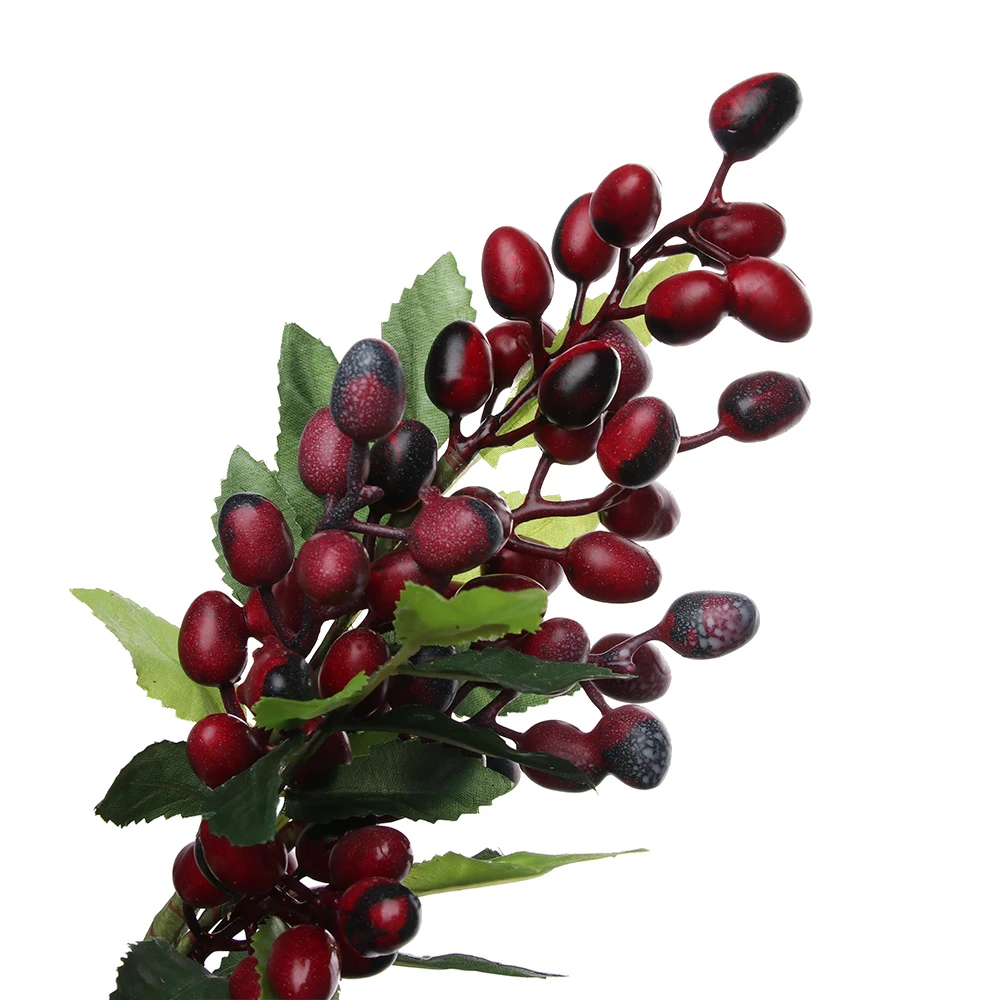 39cm Fake Olive Fruit Bean Branch Flowers For Christmas Artificial Plant Berry Flowers For Wedding Home Room Wall Decoration