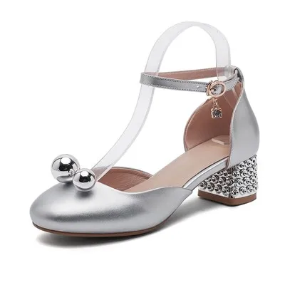 sliver heels 4.5cm Детская обувь на высоком каблуке; детская Праздничная обувь принцессы для девочек; танцевальные кожаные кроссовки для маленьких девочек-подростков; студенческое платье - Цвет: sliver heels 4.5cm