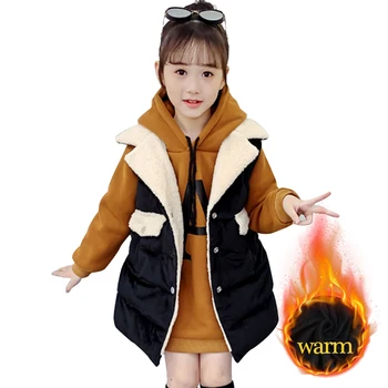 

Kids Winter Clothes Letter Dress + Vest Clothing For Girls Thick Warm Girls Tracksuit Casual Style Children's Clothes Set