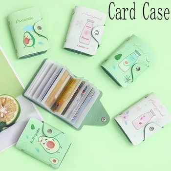 

1 Pcs Cute Fruit Avocado Peach Milk Drinks PU Card Holders Women Lady Passport Credit ID Business Card Wallet Coin Case Bag Gift