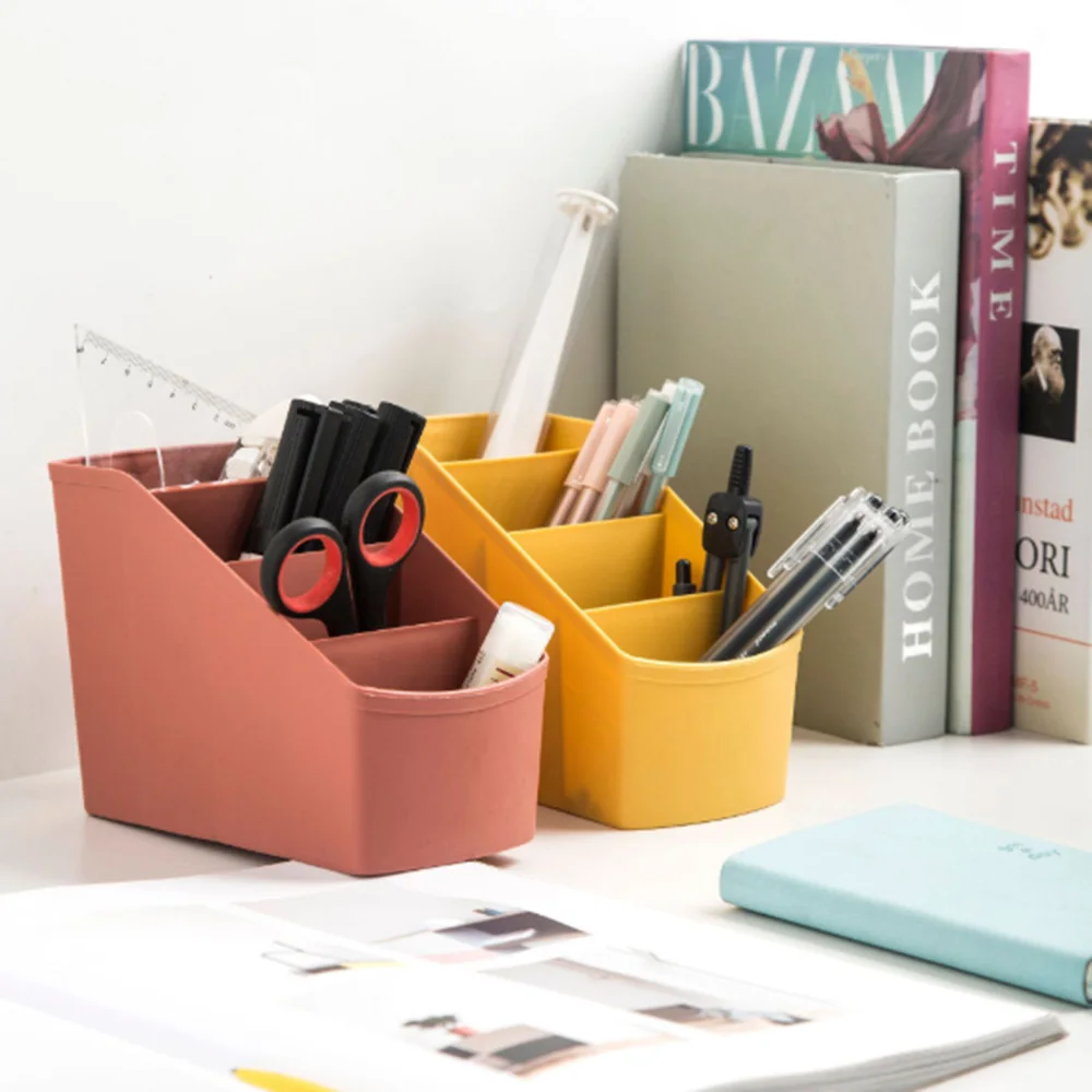 

Multi-function Plastic Multi-grids Desktop Storage Box Simple Cosmetic Finish Box For Bedroom Holder Desk Pen Pencil Organizer