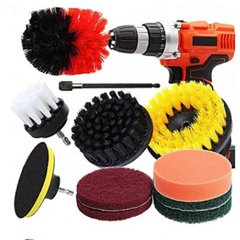 

11 Pcs Drill Brush Kit Power Scrubber Brush Scouring Pads and Scrub Sponge All Purpose For Car Sofa Kitchen Bathroom etc