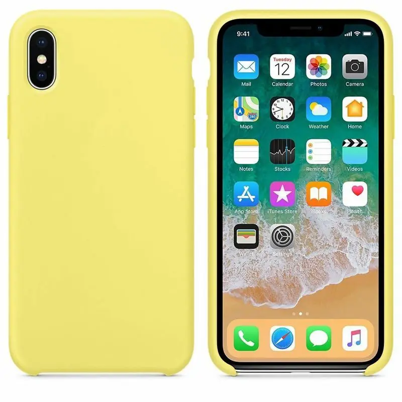 Lemon Yellow Модный официальный стиль Жидкая силиконовая резина защитный чехол для телефона Iphone X XS Max XR 8 7 6 Plus силиконовый чехол - Цвет: Lemon Yellow