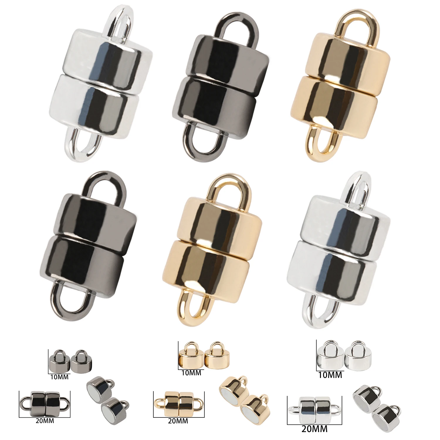 Silver and Gold Magnetic Clasp Connectors for Handmade Jewelry Crafting – 5 Sets Stainless Steel Jewelry Supplies