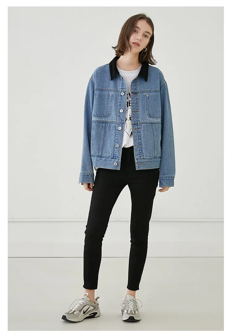 Ropa mujer invierno Женская весенне-осенняя винтажная Короткая Повседневная Свободная джинсовая куртка из хлопка jaqueta moda feminina