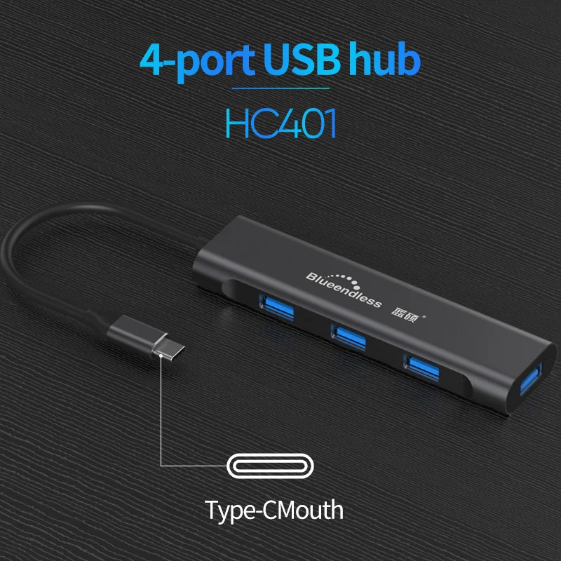 Blueendless usb c концентратор USB3.0 type c до 4 портов USB3.0 высокоскоростной usb поддержка 5 Гбит/с для MacBook pro type c концентратор