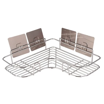 

Punch-free And Rust-free Wall-mounted Bathroom Corner Storage Rack Stainless Steel Non-perforated Toilet Bathroom Shelf