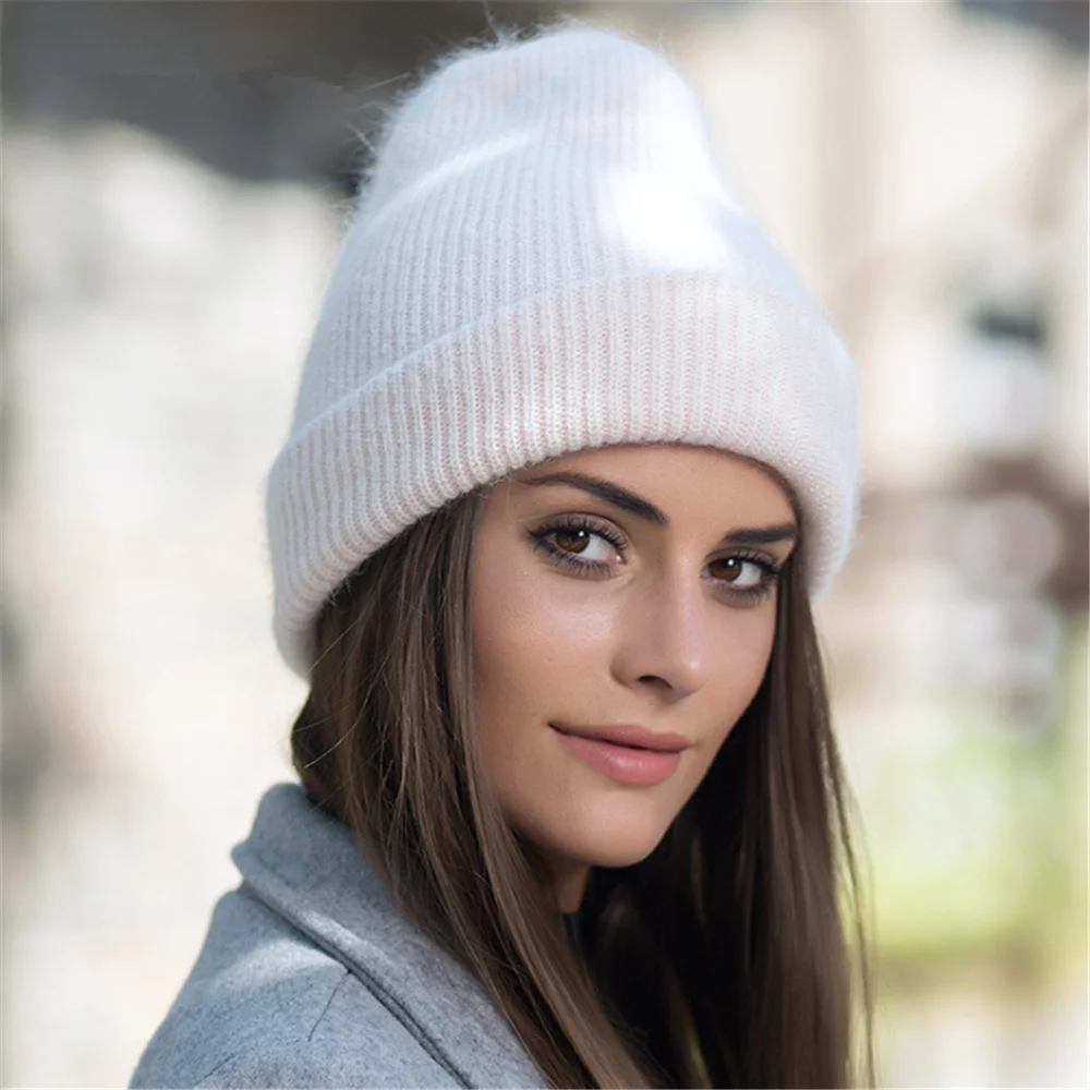 Шапка бини Женская-шапка Skullies из кроличьего меха теплая гравитационная женская зимняя простая НОВАЯ шапка