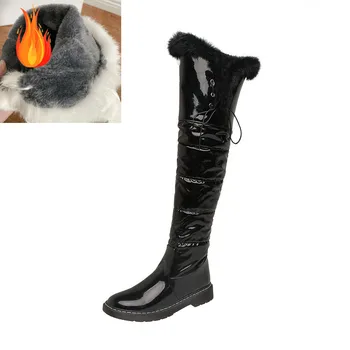 

Women snow boots winter shoes women low heels platform thick plush warm waterproof over the knee high snow boots botas mujer