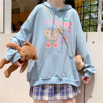 Lolita-Sudadera con capucha para chica, suéter Harajuku Kawaii
