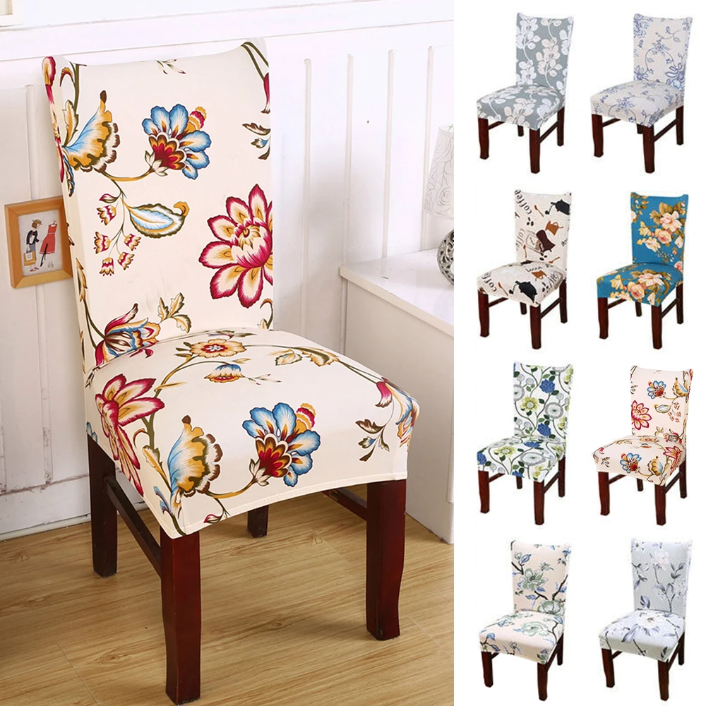 

1/2pcs Printed Stretch Chair Cover Big Elastic Seat Chair Covers Slipcovers Restaurant Banquet Hotel Home Decoration
