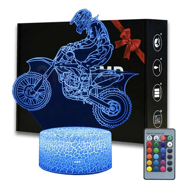 X-Game Motorcycle 3D Illusion Lamp With Remote Control Room Decoration Lampe  Dirt Bike Night Lights For Birthday Xmas Gifts - AliExpress